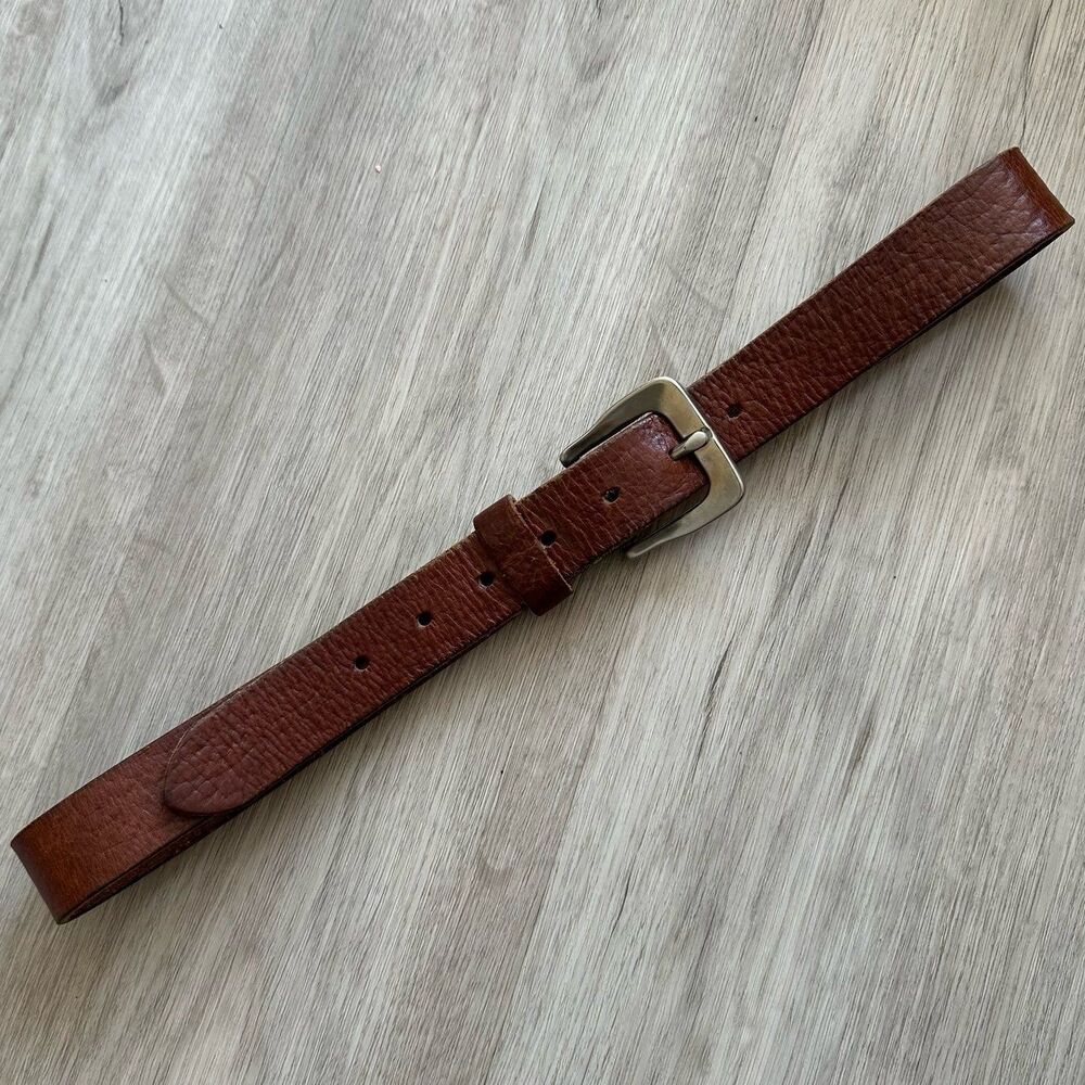 Vintage Y2K Structure Express Men's Dark Brown Leather Belt Silver Buckle
